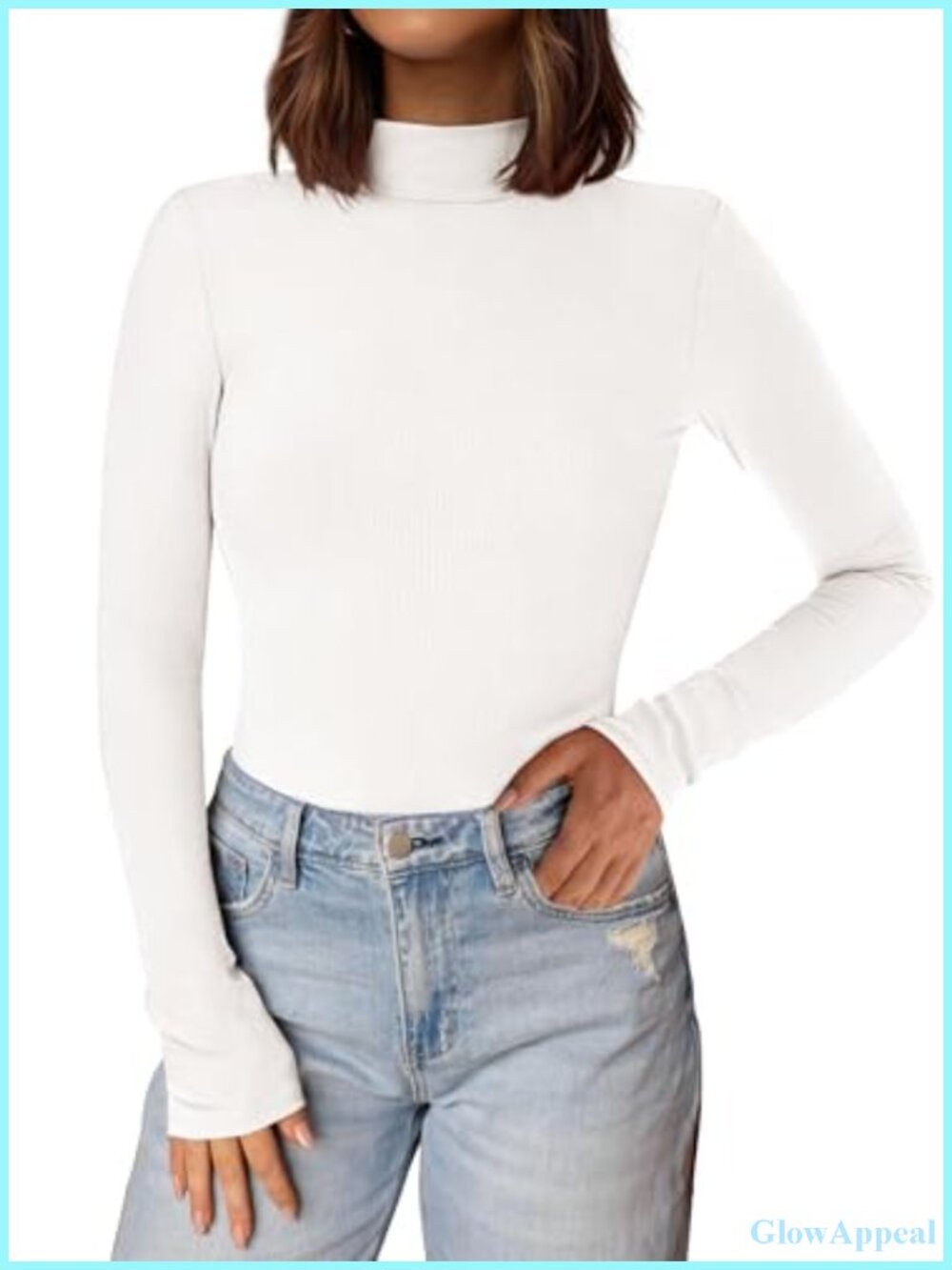 Womens Mock Turtleneck Long Sleeve Ribbed Knit Fitted Top Fall Winter